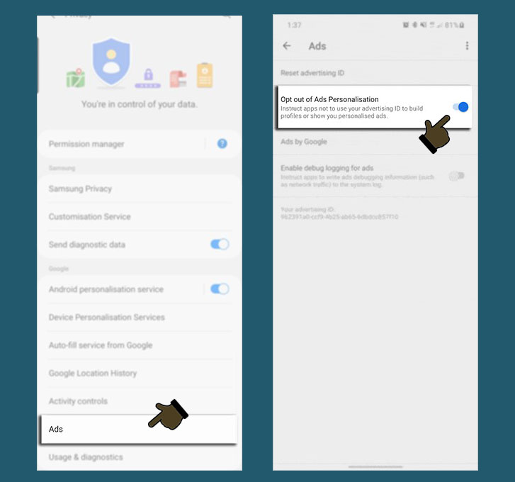 stop pop ups ads from privacy settings