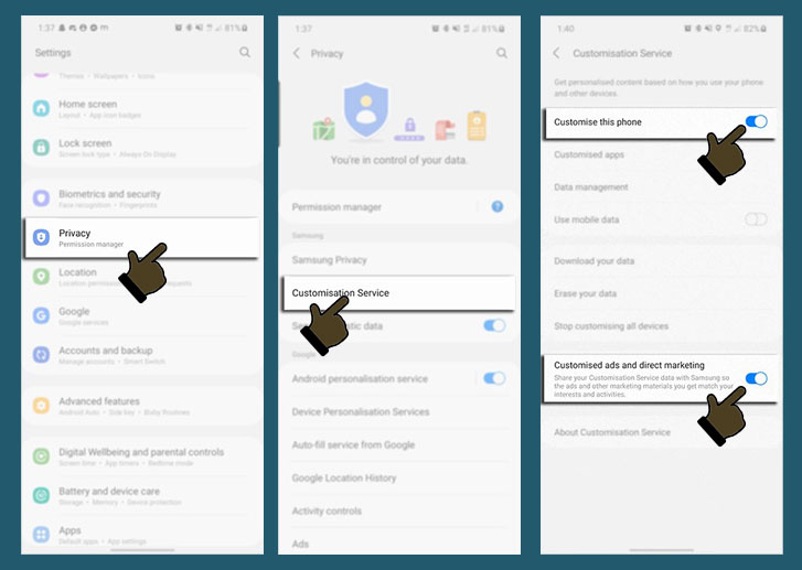 stop pop ups from privacy settings